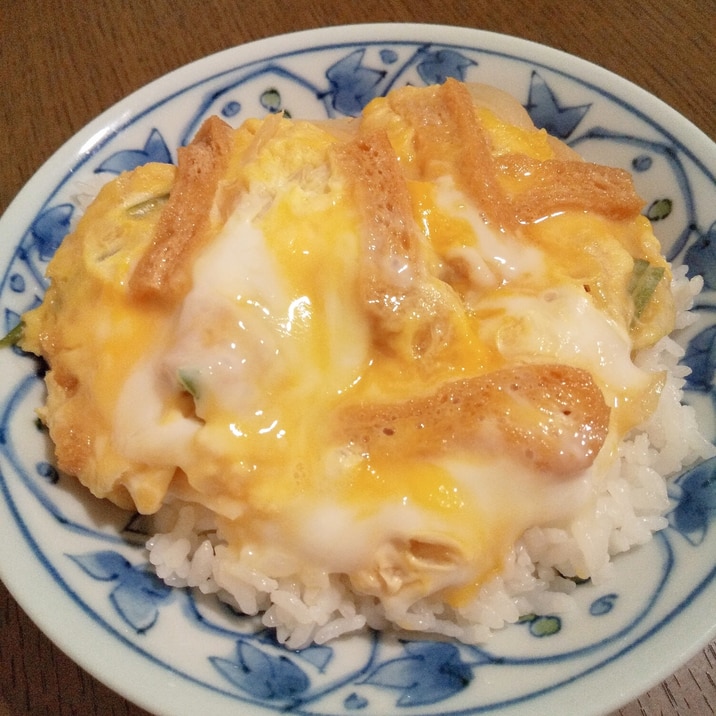 刻み揚げとネギの卵とじ丼